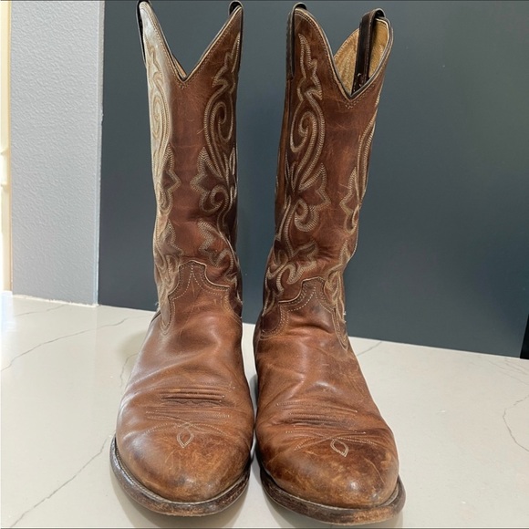 Justin Men’s Brown Leather Cowboy Boots, 10EE, BuckBay Apache Style 2253,Med toe - Picture 4 of 7